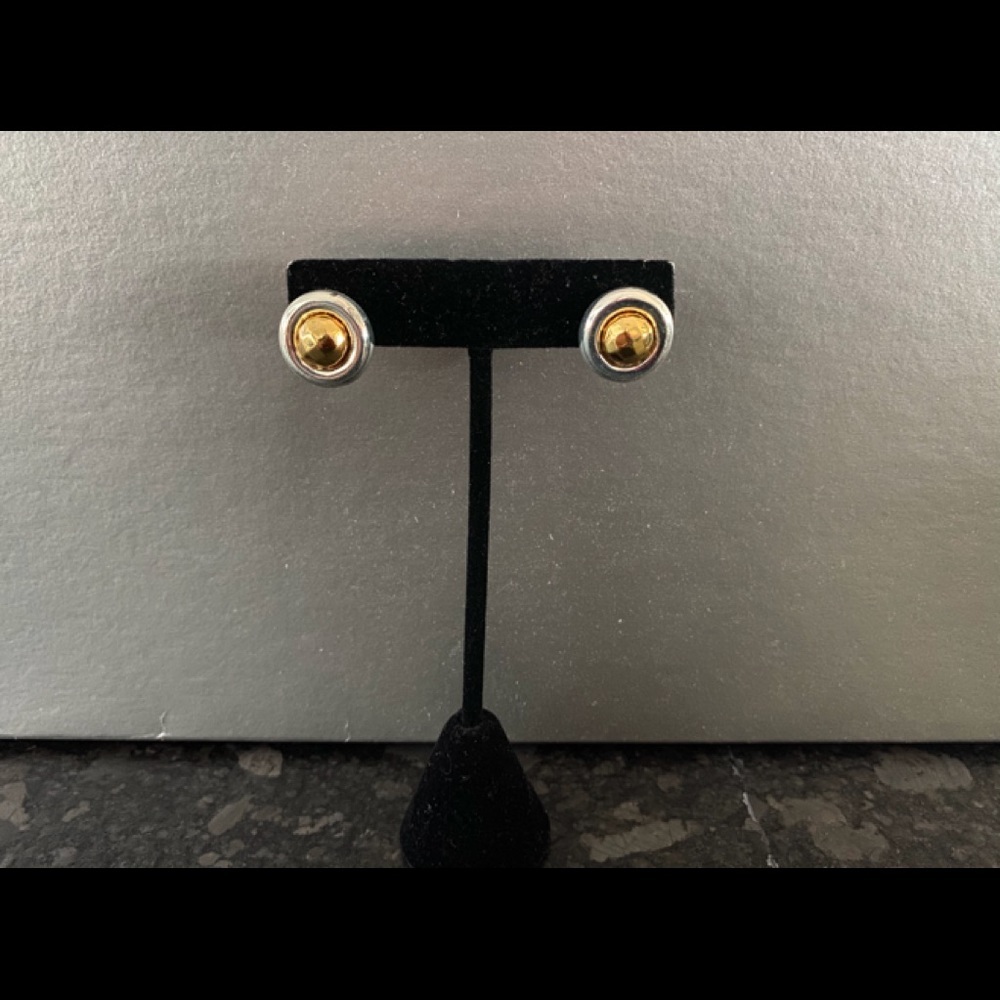 Silver-tone and Gold-tone Button-Style Earrings